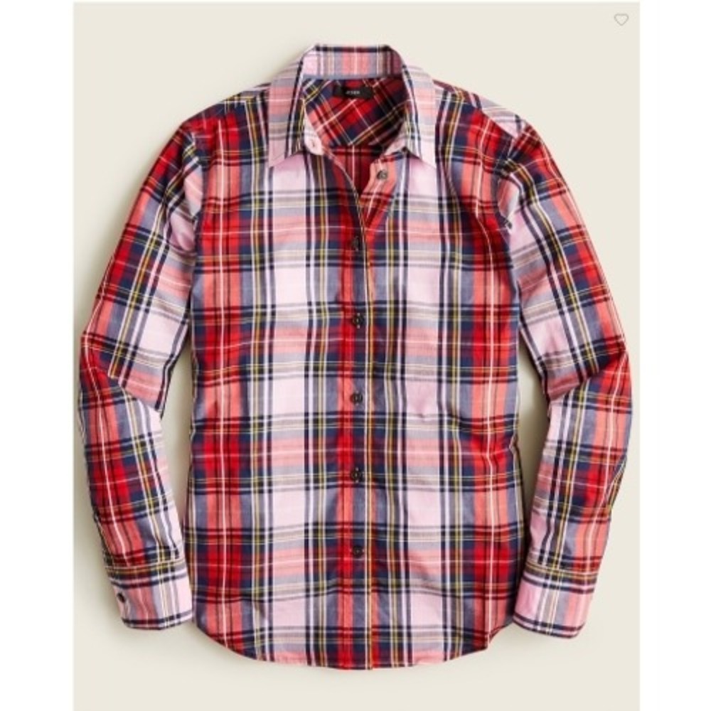 J.Crew Women's Size 4 Slim-fit‎ Stretch Cotton Plaid Poplin Shirt